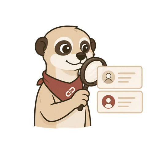 Marno mascot holding a stack of LinkedIn profile cards representing imported leads