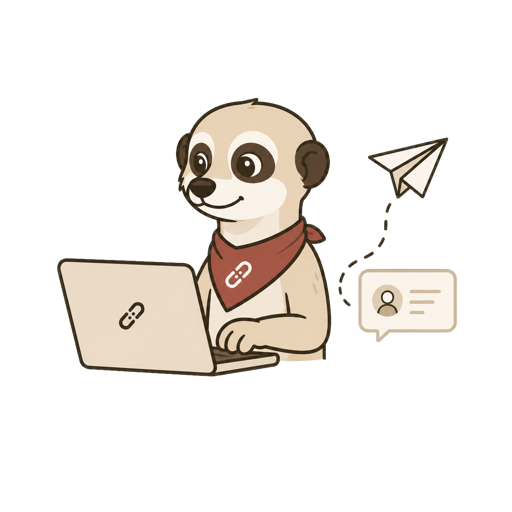 Marno mascot reading LinkedIn replies on a phone